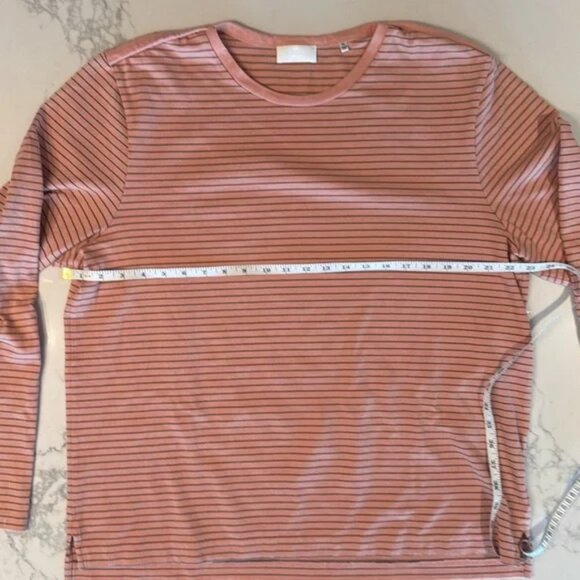 7 For All Mankind Salmon & Grey Striped Sweater - Size XL - Picture 3 of 5